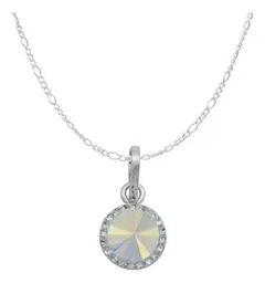 Juego de Collar Dije Aretes Plata 925 con Cristal Ovalado Blanco - Imagen 2
