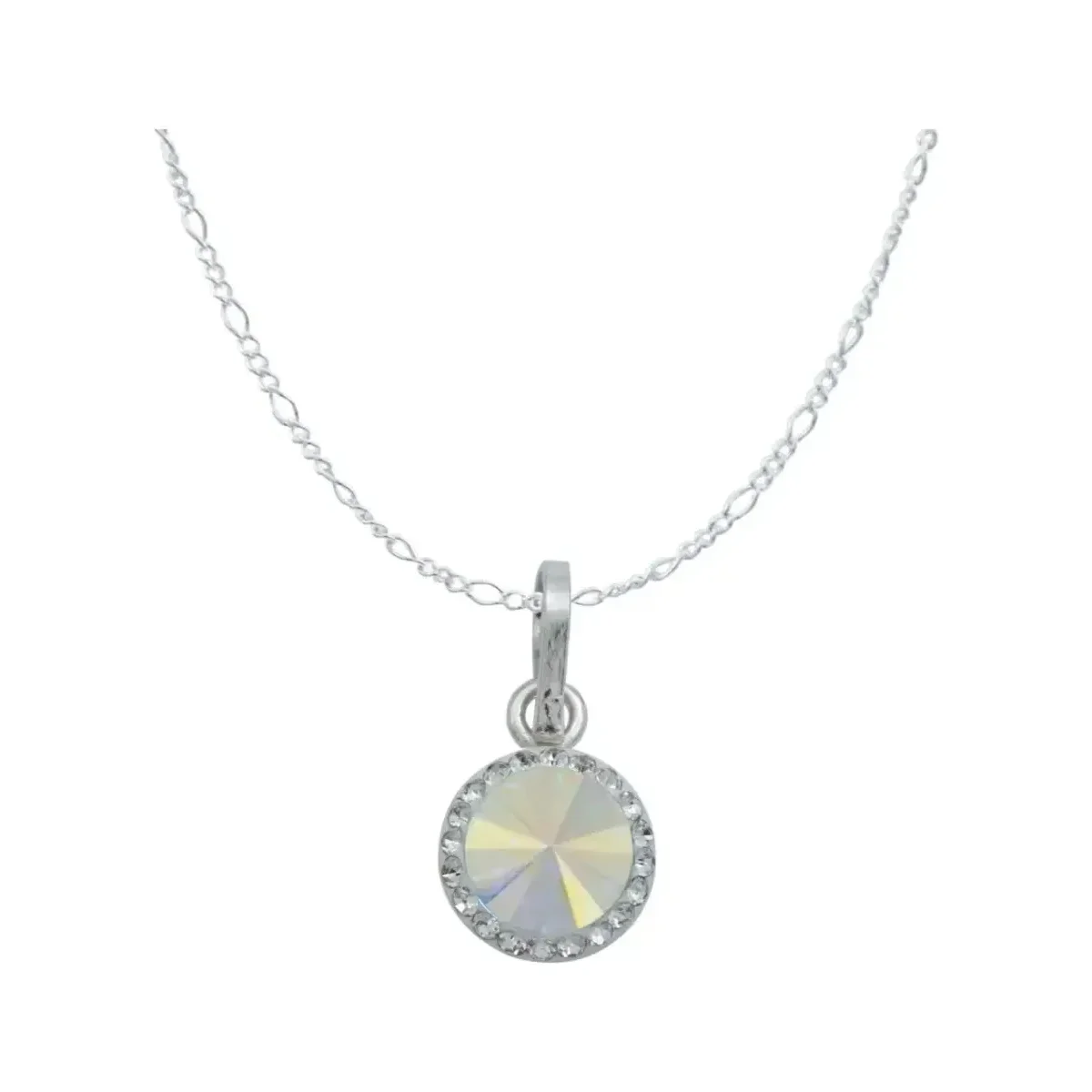 Juego de Collar Dije Aretes Plata 925 con Cristal Ovalado Blanco - Imagen 2