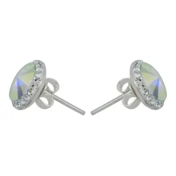 Juego de Collar Dije Aretes Plata 925 con Cristal Ovalado Blanco - Imagen 4