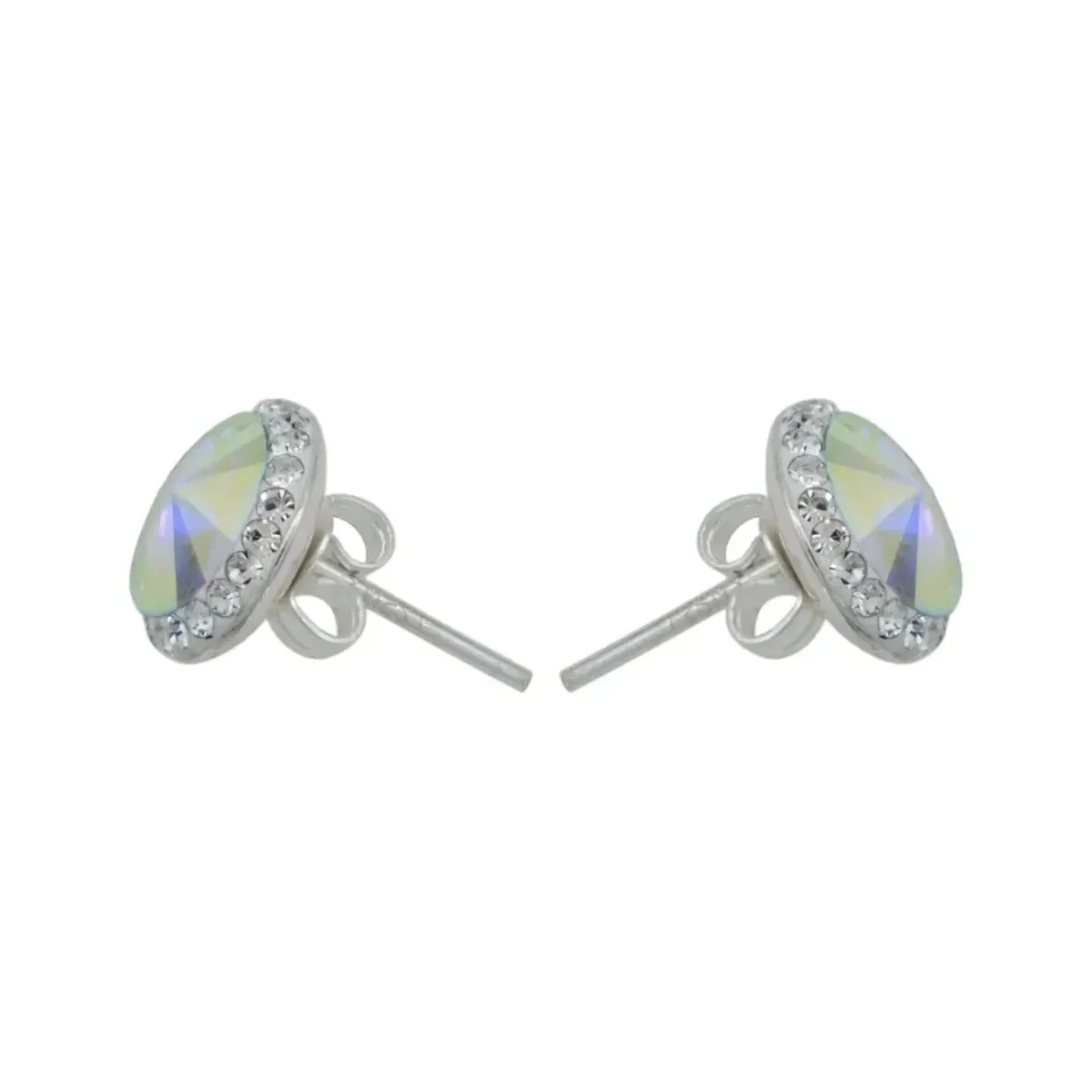 Juego de Collar Dije Aretes Plata 925 con Cristal Ovalado Blanco - Imagen 4