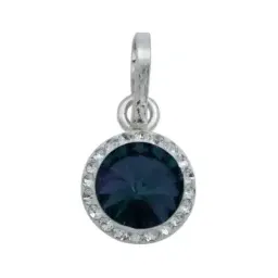 Juego de Joyería Collar Aretes Plata Ley .925 Dije Cristal Azul - Imagen 3