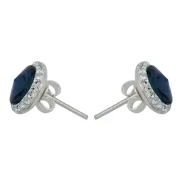 Juego de Joyería Collar Aretes Plata Ley .925 Dije Cristal Azul - Imagen 4