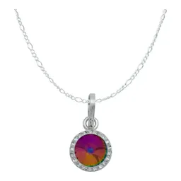 Juego de Joyería Dije Aretes Cadena Plata 925 Cristales Multicolor para Mujer - Imagen 2