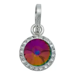Juego de Joyería Dije Aretes Cadena Plata 925 Cristales Multicolor para Mujer - Imagen 3
