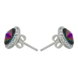 Juego de Joyería Dije Aretes Cadena Plata 925 Cristales Multicolor para Mujer - Imagen 4