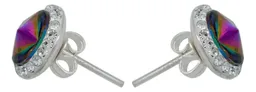 Juego de Joyería Dije Aretes Cadena Plata 925 Cristales Multicolor para Mujer - Imagen 4
