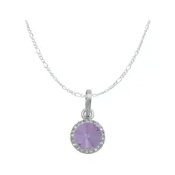 Juego de Joyería Plata .925 Dije Aretes con Cristales Violetas y Cadena - Imagen 2