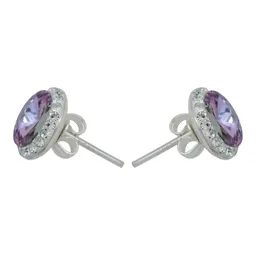 Juego de Joyería Plata .925 Dije Aretes con Cristales Violetas y Cadena - Imagen 4