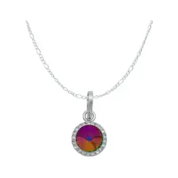 Juego Dije Aretes Cadena Plata 925 Cristales Multicolor - Imagen 2