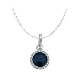 Juego Dije Aretes y Cadena Plata .925 Cristales Azules Mujer - Imagen 2