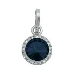 Juego Dije Aretes y Cadena Plata .925 Cristales Azules Mujer - Imagen 3