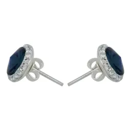 Juego Dije Aretes y Cadena Plata .925 Cristales Azules Mujer - Imagen 4