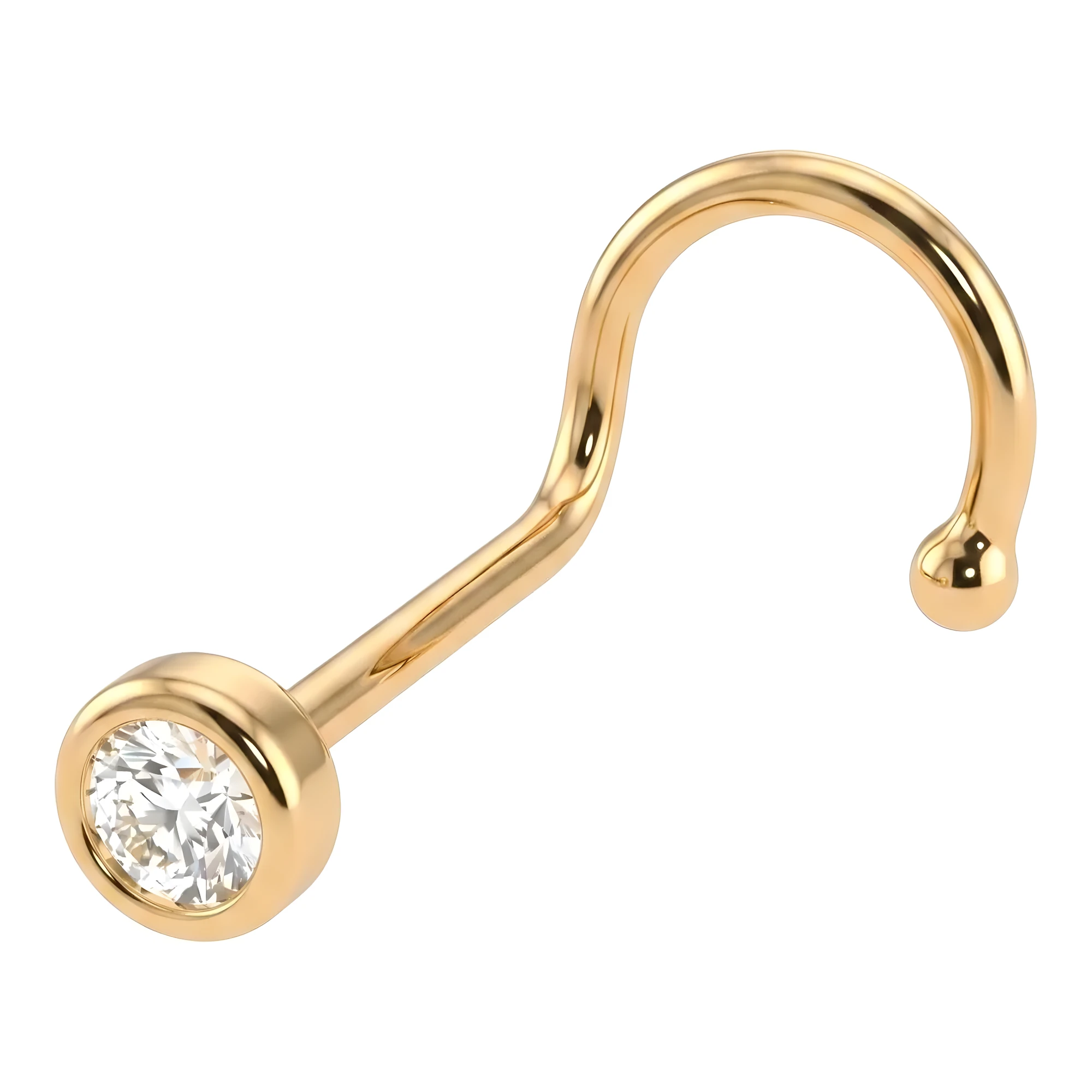 Aretes piercing de oro 10k con bisel y zirconia blanca de 2 mm - Joyaris joyería fina mexicana