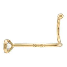 Aretes Piercing de Oro 10k Bisel Zirconia 2 mm - Imagen 2