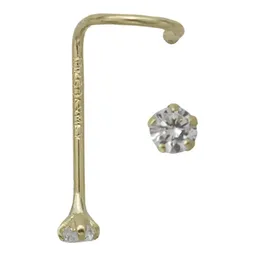 Piercing Nariz Curvo Oro 10k Zirconia Blanca - Imagen 1