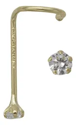 Piercing Nariz Curvo Oro 10k Zirconia Blanca - Imagen 1