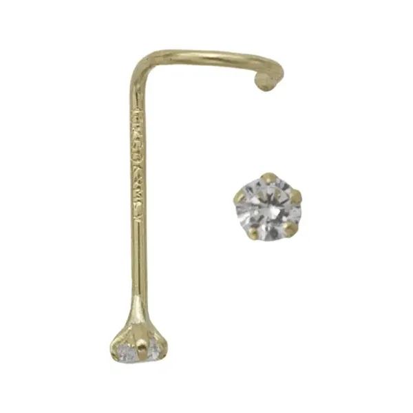 Piercing Nariz Curvo Oro 10k Zirconia Blanca - Imagen 1