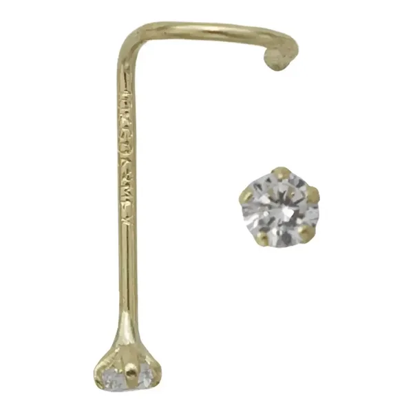 Piercing Nariz Curvo Oro 10k Zirconia Blanca - Imagen 1