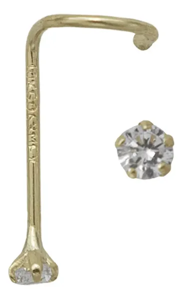 Piercing Nariz Curvo Oro 10k Zirconia Blanca - Imagen 1