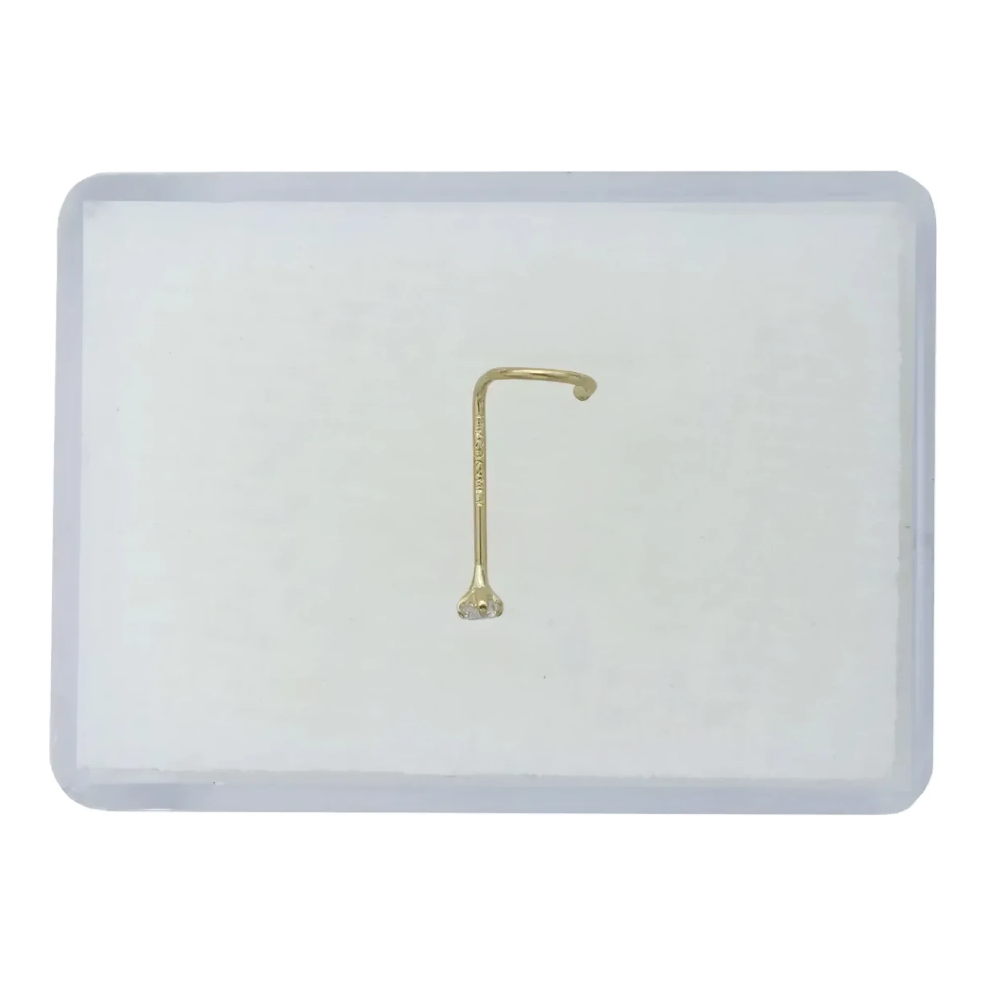 Piercing Nariz Curvo Oro 10k Zirconia Blanca - Imagen 2