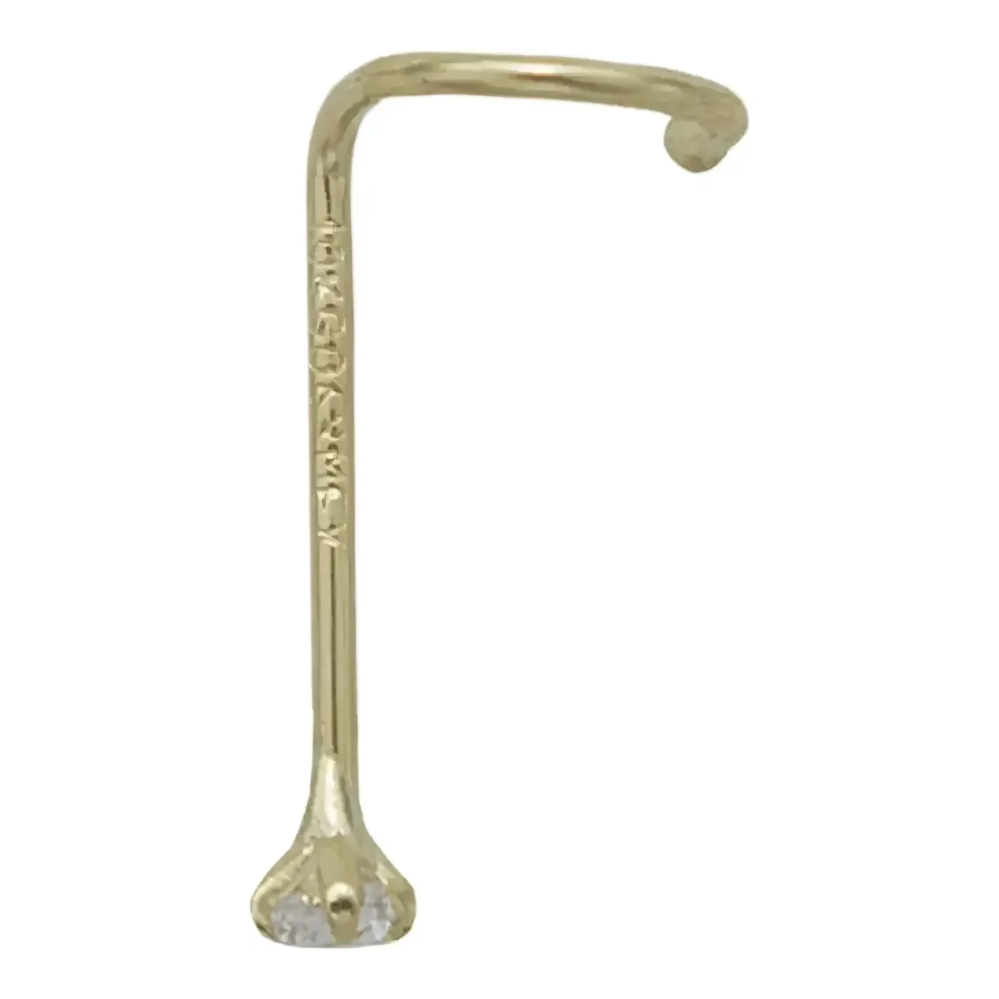 Piercing Nariz Curvo Oro 10k Zirconia Blanca - Imagen 3
