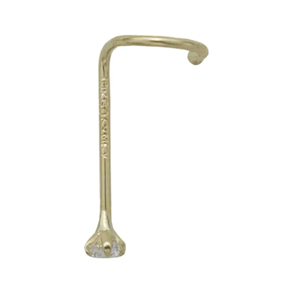 Piercing Nariz Curvo Oro 10k Zirconia Blanca - Imagen 3