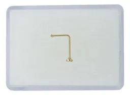 Piercing Nariz Oro 10k Zirconia Blanca Curva Stud - Imagen 2