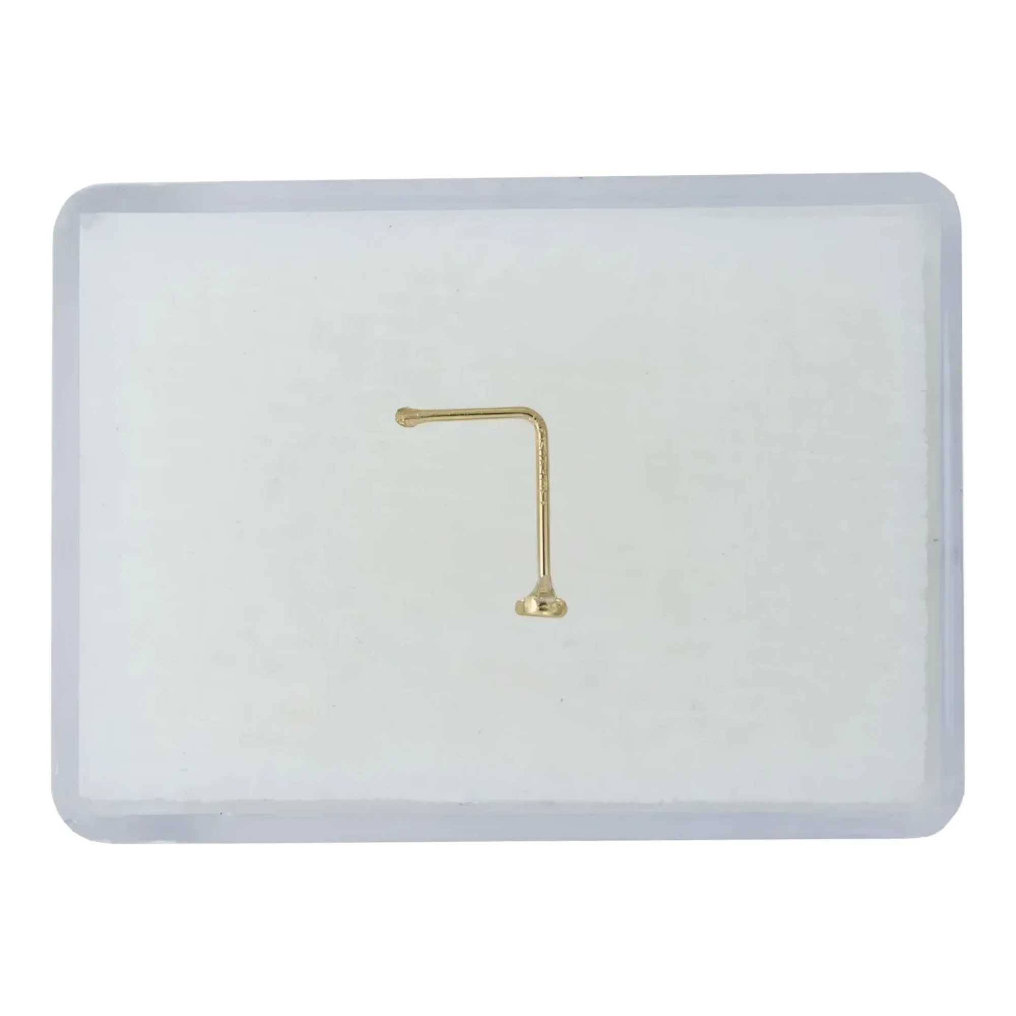 Piercing Nariz Oro 10k Zirconia Blanca Curva Stud - Imagen 2