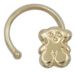 Piercing Osito Curvo Oro 10k para Hélice Cartílago - Imagen 3