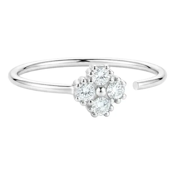 Piercing Trébol Plata 925 con Zirconia Transparente - Imagen 1