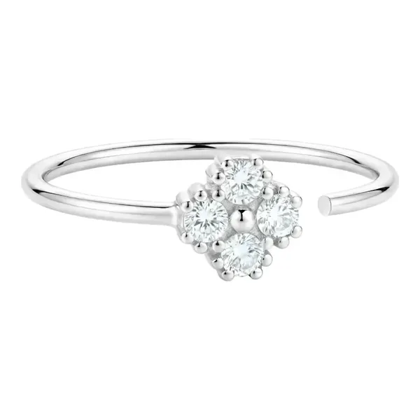 Piercing Trébol Plata 925 con Zirconia Transparente - Imagen 1