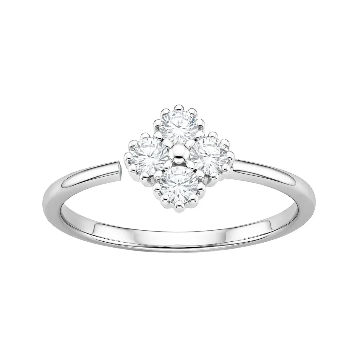 Piercing Trébol Plata 925 con Zirconia Transparente - Imagen 2