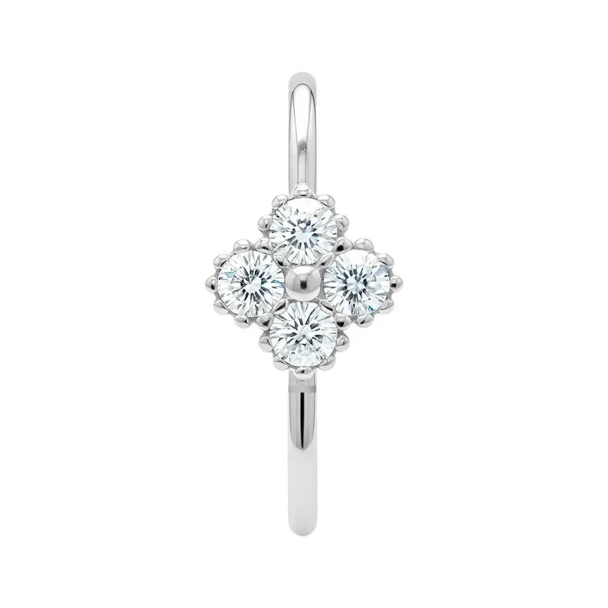 Piercing Trébol Plata 925 con Zirconia Transparente - Imagen 3