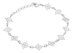 Pulsera Plata Ley .925 Nudos de Bruja Engarzados Ajustable - Imagen 2