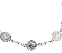 Pulsera de Plata Ley 925 Tres Medallas San Benito para Protección Ajustable - Imagen 2