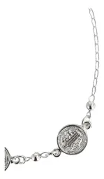 Pulsera de Plata Ley 925 Tres Medallas San Benito para Protección Ajustable - Imagen 3