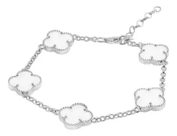Pulsera Plata 925 Cinco Tréboles Blancos Ajustable - Imagen 2