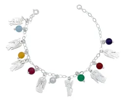 Pulsera Plata 925 Arcángeles y Chakras Ajustable Protección Espiritual - Imagen 1