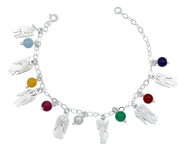 Pulsera 7 Arcángeles Chakras Láser Ajustable Plata .925 - Imagen 1