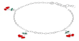 Pulsera Plata 925 Ajustable Charms Cereza y Corazón Esmaltados Rojos - Imagen 2