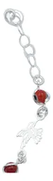 Pulsera Plata Ley .925 Colibrí y Ojo Turco Rojo Ajustable - Imagen 4