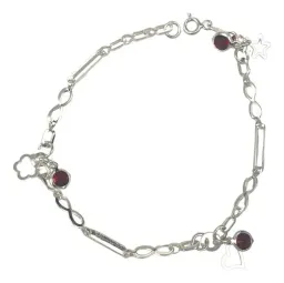 Pulsera de Plata 925 Ajustable con Dije de Corazón Estrella Hilo Rojo - Imagen 2
