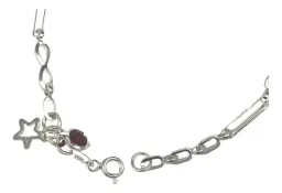 Pulsera de Plata 925 Ajustable con Dije de Corazón Estrella Hilo Rojo - Imagen 4