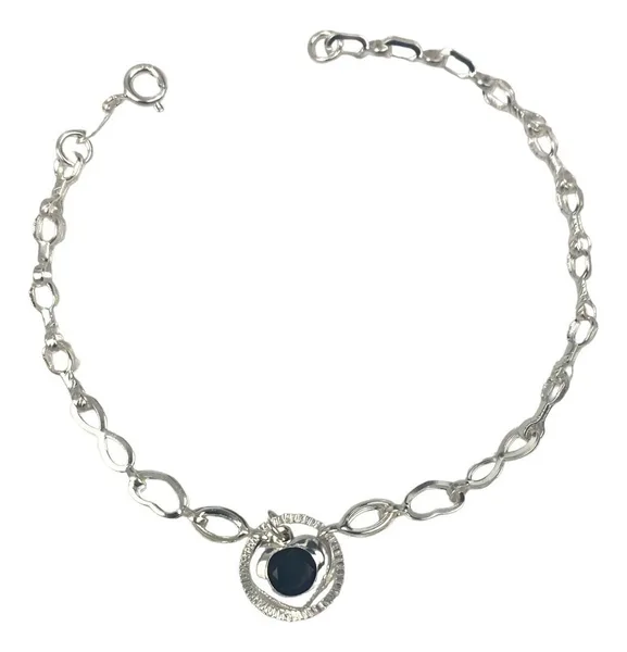 Pulsera Plata 925 Corazón Infinito Ajustable Acabado Negro - Imagen 1