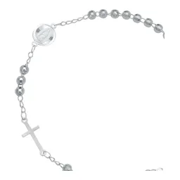 Pulsera Plata 925 Ajustable Diseño Cruz Virgen con Bola Diamantada - Imagen 2