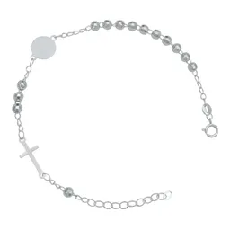 Pulsera Plata 925 Ajustable Diseño Cruz Virgen con Bola Diamantada - Imagen 4