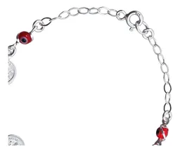 Pulsera Ajustable Medallas San Benito Rojo Plata .925 - Imagen 3