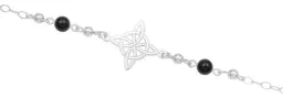 Pulsera Plata 925 Nudo de Bruja Ajustable con Bolas Negras - Imagen 3