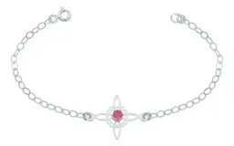 Pulsera Plata 925 Nudo Bruja Celta Ajustable Zirconia Roja - Imagen 1