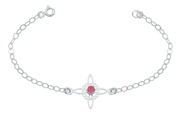 Pulsera de plata .925 roja zirconia nudo de bruja celta ajustable — Joyaris